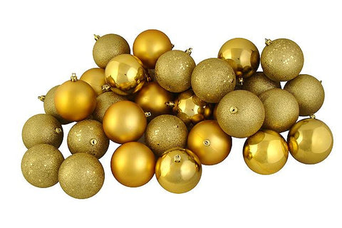 12ct Gold Goddess Shatterproof 4-Finish Christmas Ball Ornaments 4" (100mm)