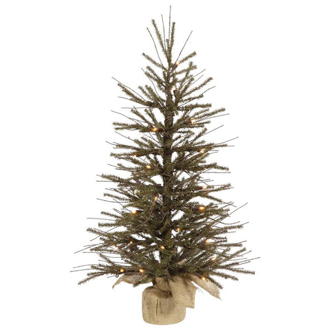 2.5' Pre-Lit Vienna Twig Artificial Christmas Tree in Burlap Bag - Clear Lights