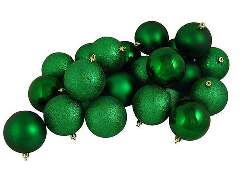 12ct Xmas Green Shatterproof 4-Finish Christmas Ball Ornaments 4" (100mm)