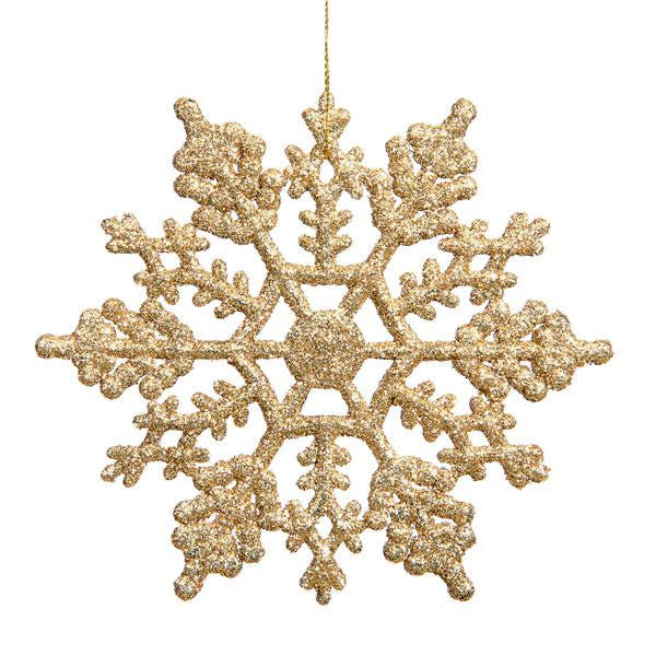 Club Pack of 12 Gold Glamour Glitter Snowflake Christmas Ornaments 8"