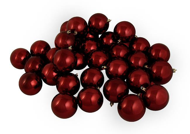 12ct Shiny Burgundy Shatterproof Christmas Ball Ornaments 4" (100mm)