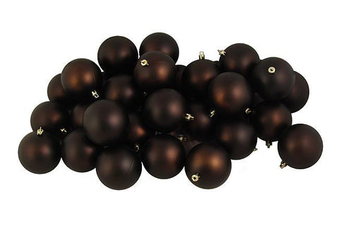 32ct Matte Chocolate Brown Shatterproof Christmas Ball Ornaments 3.25" (80mm)