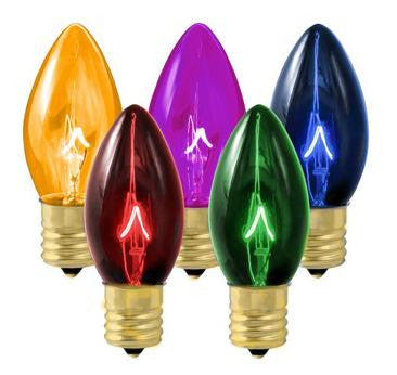 Club Pack of 25 Transparent Multi-Colored C7 Replacement Light Bulbs