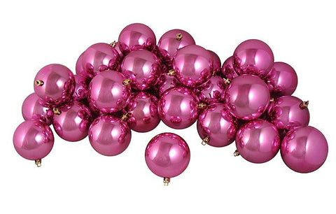 12ct Shiny Pretty in Pink Shatterproof Christmas Ball Ornaments 4" (100mm)