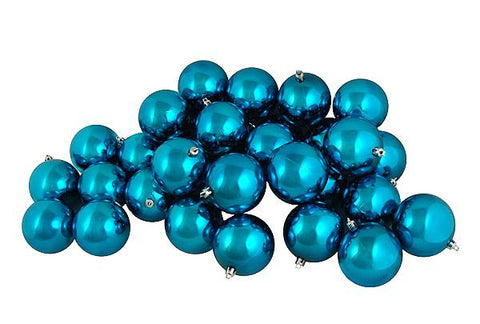 12ct Shiny Turquoise Blue Shatterproof Christmas Ball Ornaments 4" (100mm)