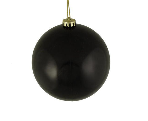 Shiny Jet Black Shatterproof Christmas Ball Ornament 6" (150mm)