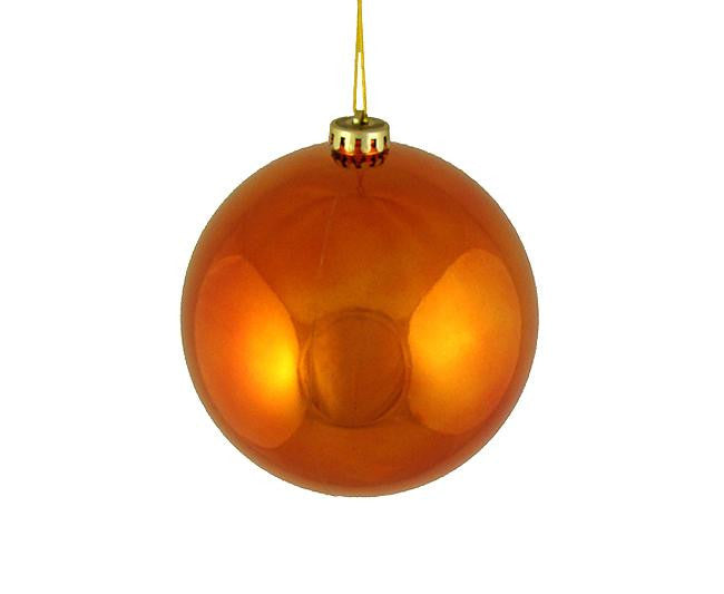 Shiny Burnt Orange Shatterproof Christmas Ball Ornament 6" (150mm)