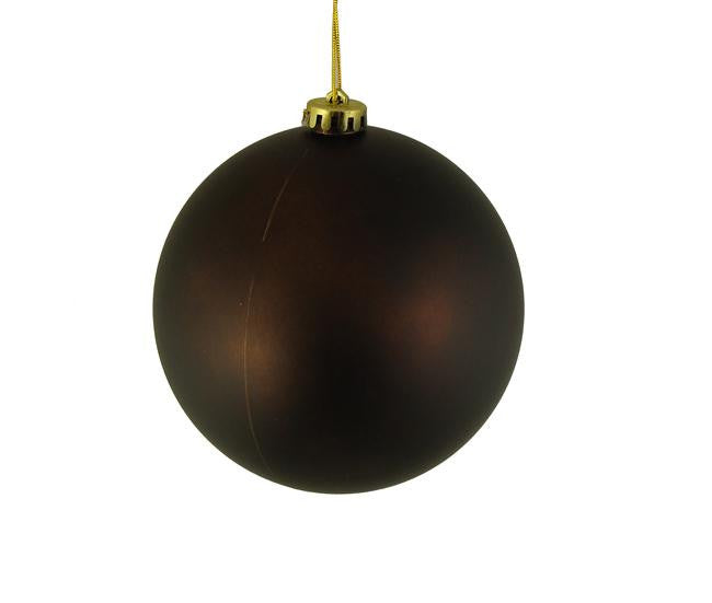 Matte Chocolate Brown Shatterproof Christmas Ball Ornament 6" (150mm)