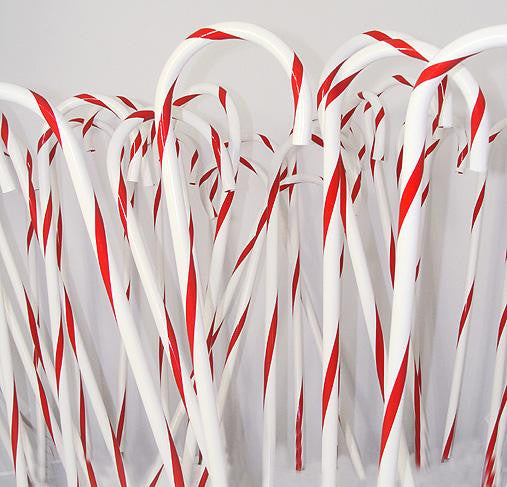 Club Pack of 24 Large Red and White Stripe Candy Cane Christmas Decorations 32"