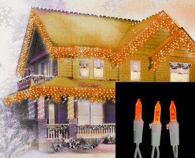 Set of 70 Orange LED M5 Mini Twinkle Icicle Christmas Lights - White Wire