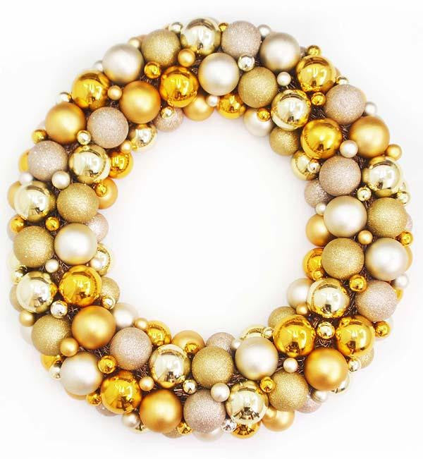 24" Shades of Gold Goddess Shatterproof Christmas Ball Ornament Wreath