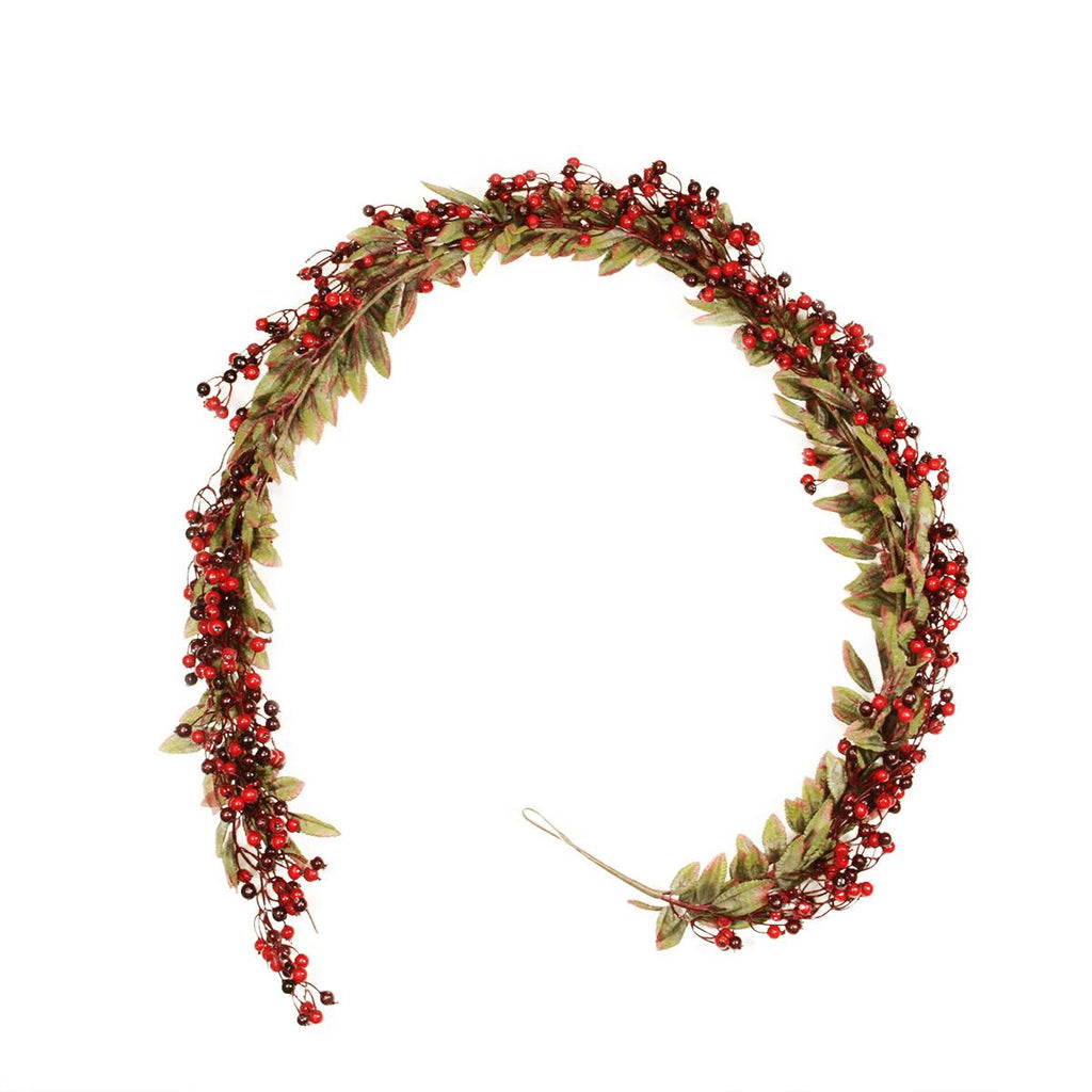 6' Festive Red Berry and Holly Leaves Artificial Christmas Garland - Unlit