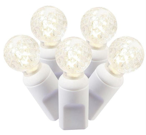 Set of 50 Warm Clear LED G12 Berry Fashion Glow Christmas Lights - White Wire