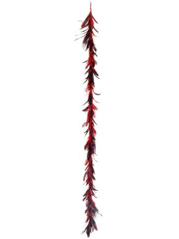 6' Regal Peacock Vibrant Red Exotic Christmas Feather Garland - Unlit