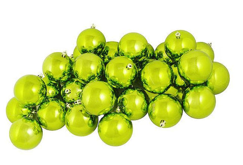 12ct Shiny Green Kiwi Shatterproof Christmas Ball Ornaments 4" (100mm)