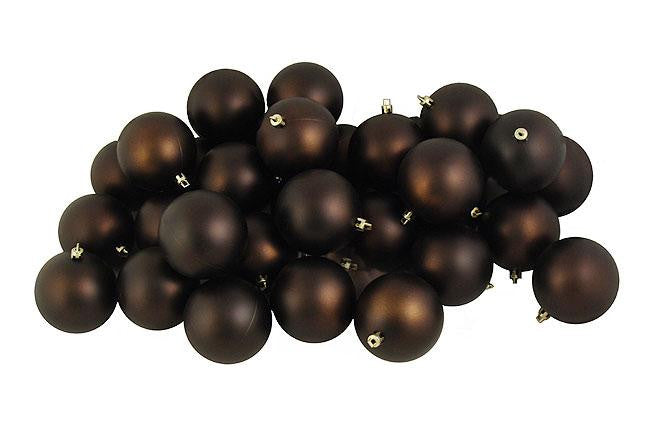 12ct Matte Chocolate Brown Shatterproof Christmas Ball Ornaments 4" (100mm)