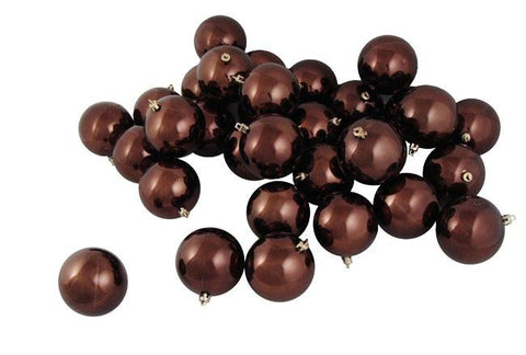 12ct Shiny Chocolate Brown Shatterproof Christmas Ball Ornaments 4" (100mm)