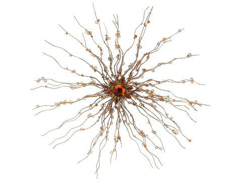 15" Gold Glittered Starburst Christmas Ornament with Orange Jewels and Sequins