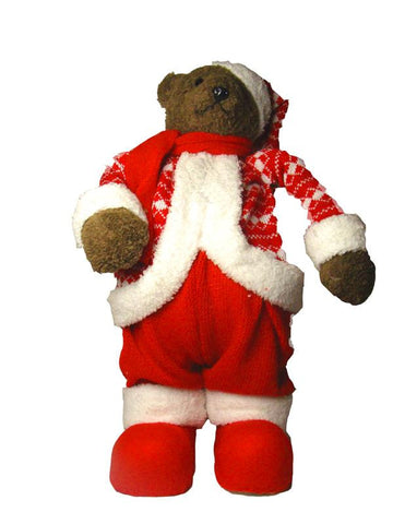 19" Table Top Knit Suit Brown Bear Winter Christmas Figure