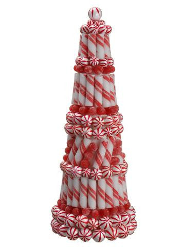 20" Peppermint Twist Sugared Gumdrop Table Top Christmas Cone Tree Topiary