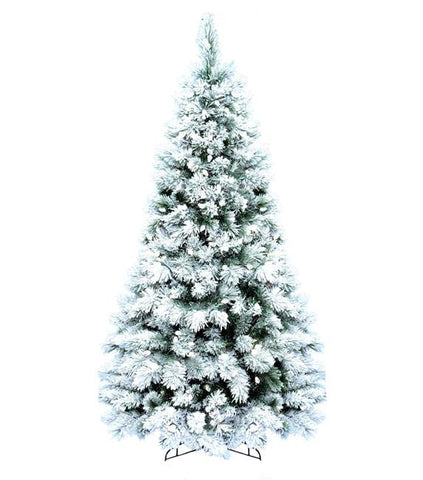 7.5' Pre-Lit Flocked Boulder Pine Artificial Christmas Tree - Clear LED Lights