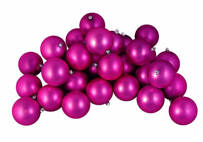 60ct Matte Pink Magenta Shatterproof Christmas Ball Ornaments 2.5" (60mm)