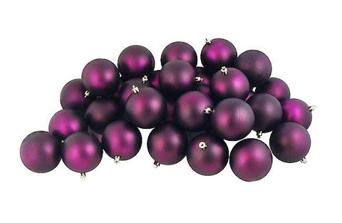 60ct Matte Purple Passion Shatterproof Christmas Ball Ornaments 2.5" (60mm)