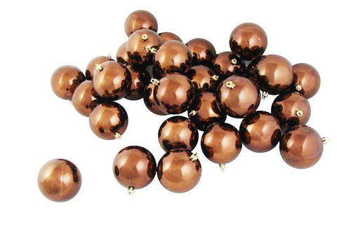 60ct Shiny Mocha Brown Shatterproof Christmas Ball Ornaments 2.5" (60mm)