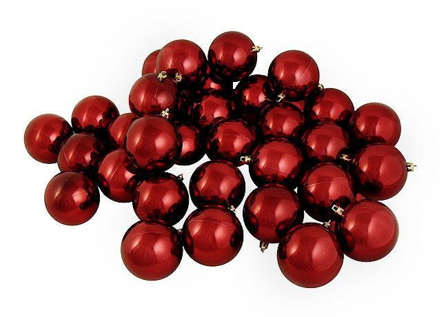 32ct Shiny Burgundy Shatterproof Christmas Ball Ornaments 3.25" (80mm)