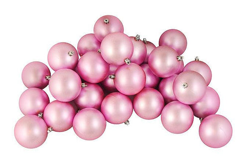 32ct Matte Bubblegum Pink Shatterproof Christmas Ball Ornaments 3.25" (80mm)