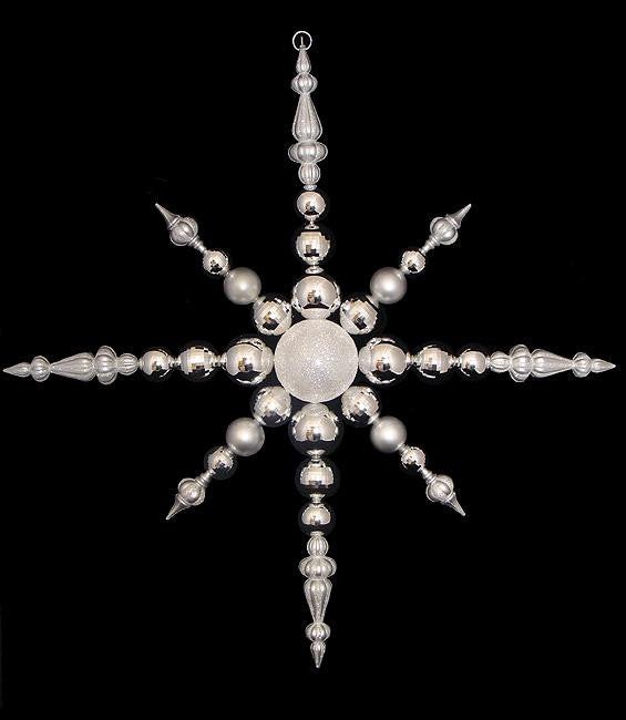 43" White & Silver Commercial Shatterproof Radical Snowflake Christmas Ornament