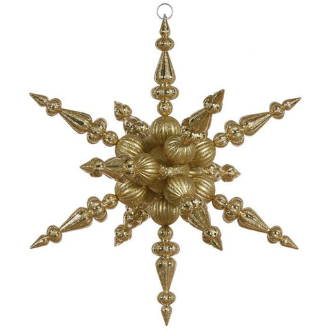 30" Gold Commercial Shatterproof Radical 3-D Snowflake Christmas Ornament