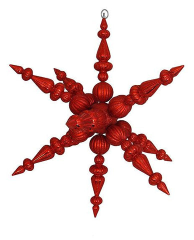 30" Red Commercial Shatterproof Radical 3-D Snowflake Christmas Ornament