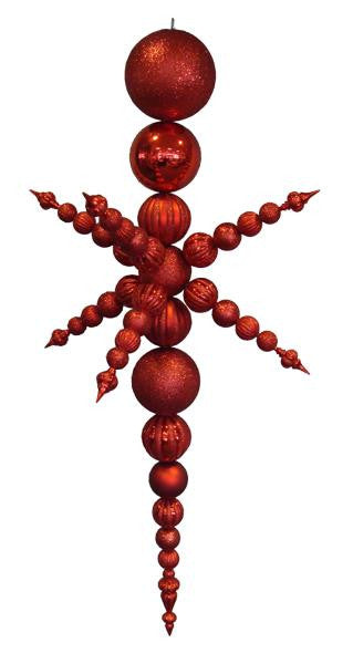 76" Red Commercial Shatterproof Radical 3-D Snowflake Christmas Finial Ornament