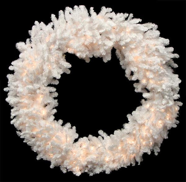 72" Huge Pre-Lit White Canadian Pine Artificial Christmas Wreath - Clear LIghts