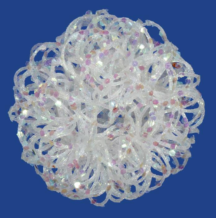 3.5" Sparkling Winter White Curly Ball Christmas Ornament