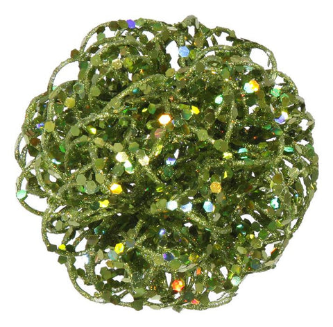 3.5" Sparkling Green Kiwi Curly Ball Christmas Ornament