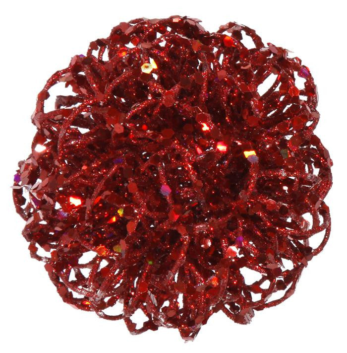 3.5" Sparkling Red Curly Ball Christmas Ornament