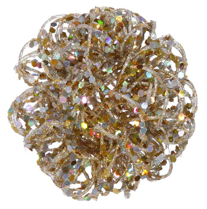 3.5" Sparkling Champagne Curly Ball Christmas Ornament