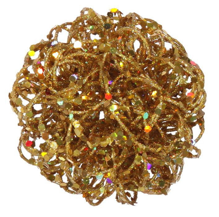 3.5" Sparkling Vegas Gold Curly Ball Christmas Ornament