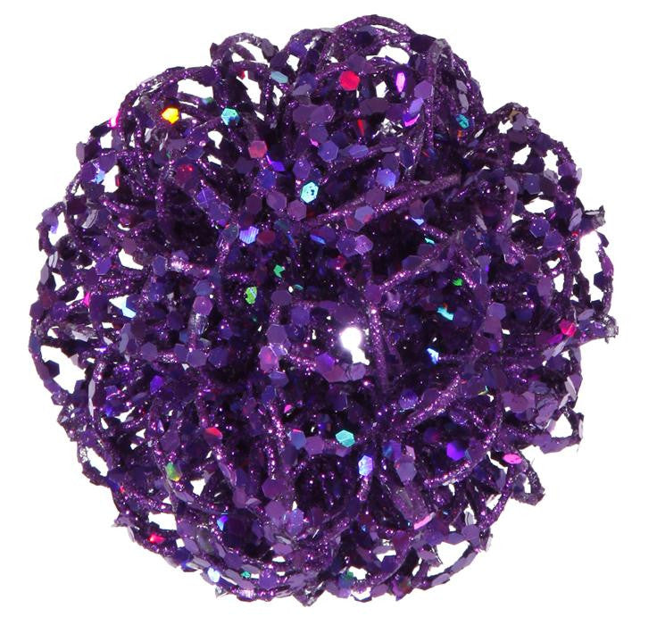 3.5" Sparkling Purple Passion Curly Ball Christmas Ornament