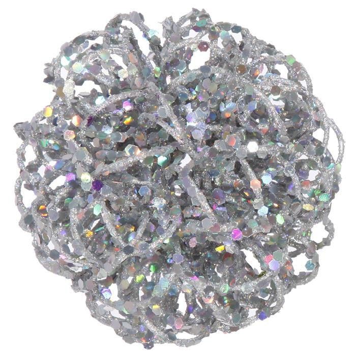 3.5" Sparkling Silver Splendor Curly Ball Christmas Ornament