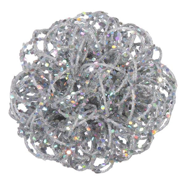 4.75" Sparkling Silver Splendor Curly Ball Christmas Ornament