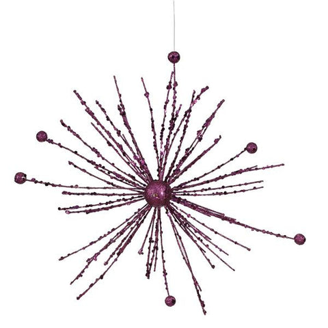 9" Purple Passion Glitter Sparkle Starburst Snowflake Christmas Ornament