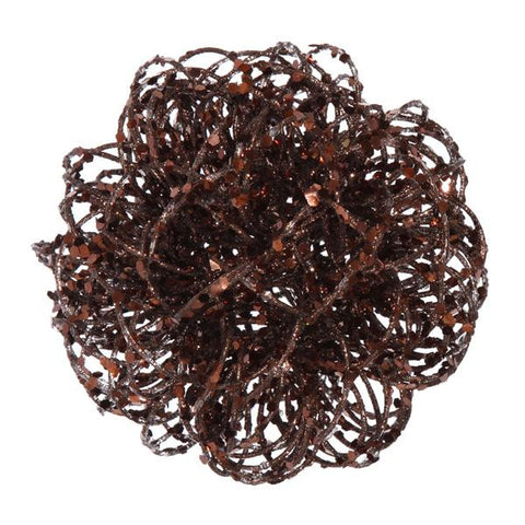 4.75" Sparkling Chocolate Brown Curly Ball Christmas Ornament