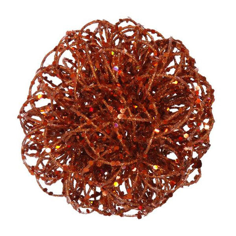 4.75" Sparkling Copper Curly Ball Christmas Ornament