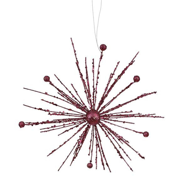 9" Pink Magenta Glitter Sparkle Starburst Snowflake Christmas Ornament