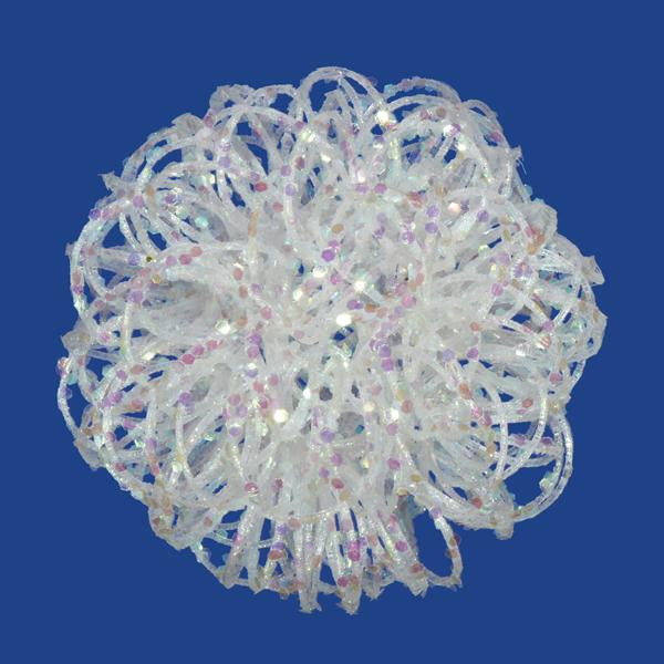 4.75" Sparkling Winter White Curly Ball Christmas Ornament