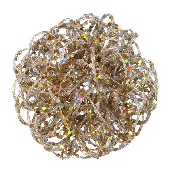 4.75" Sparkling Champagne Curly Ball Christmas Ornament