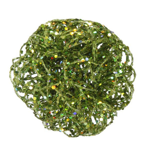 4.75" Sparkling Green Kiwi Curly Ball Christmas Ornament